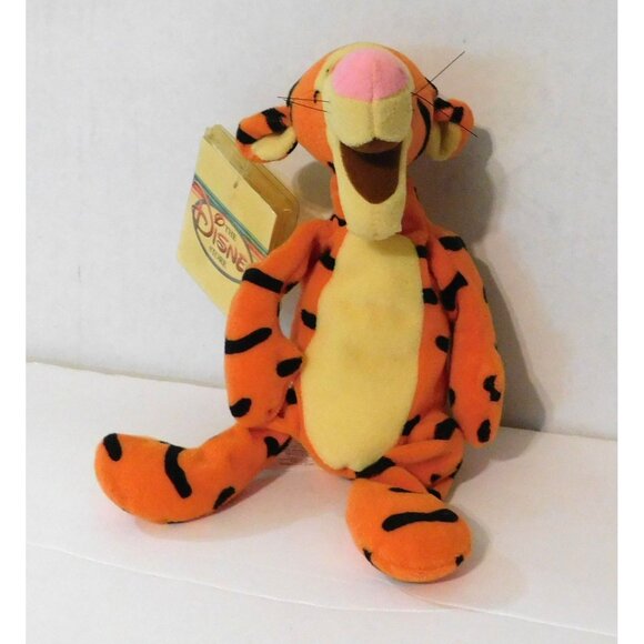 Disney Store Tigger Mini Bean Bag Plush 9" Stripey Fun Orange Yellow - Picture 6 of 8